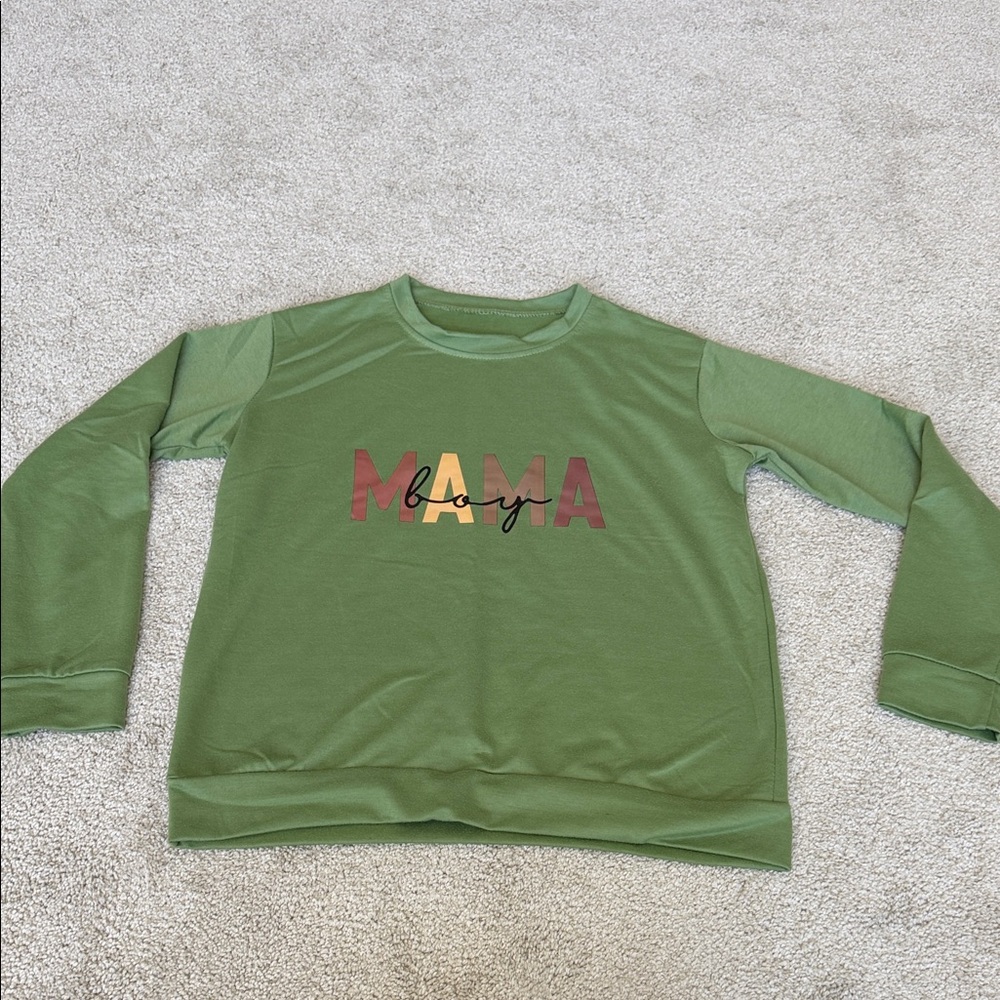 Boy Mama Olive Green Long Sleeve Tee